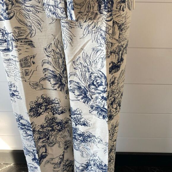 HAVER & BLAIR (NWT) Woven Wide Leg Pull On Crop Pants, BLU/WHT -  NWT - Picture 3 of 10